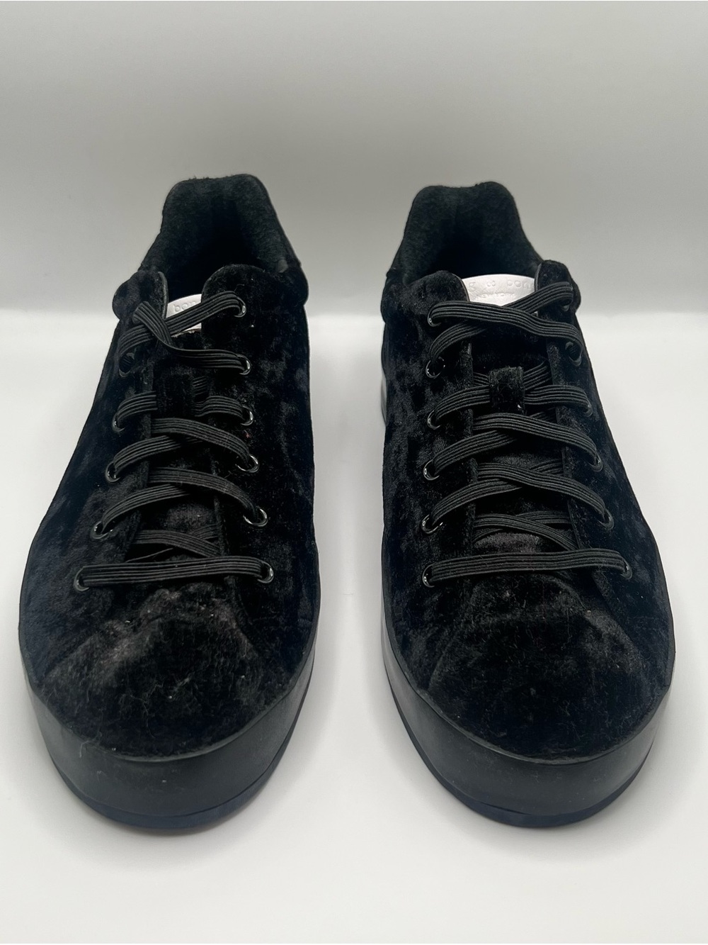 rag & bone Black Velvet Low-Top Platform Sneakers